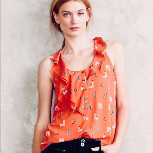 Maeve Anthropologie Aurelie Landmarks sleeveless Blouse - Picture 1 of 6